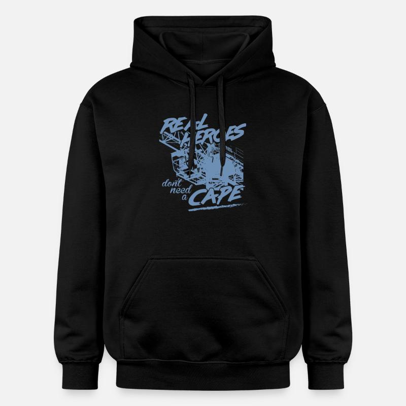 Kranführer Sprüche Kran echte Helden - Gildan Unisex Softstyle® Midweight Hoodie - Schwarz