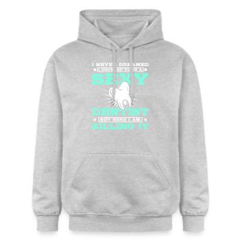 Dentiste sexy - Sweat à capuche Softstyle® Gildan Unisexe - gris clair chiné - Devant - Liana (172cm) & Jaron (178cm)