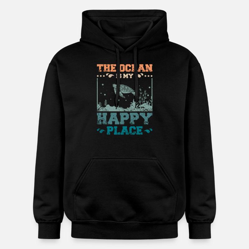 L’océan est mon endroit heureux - Sweat à capuche Softstyle® Gildan Unisexe - noir
