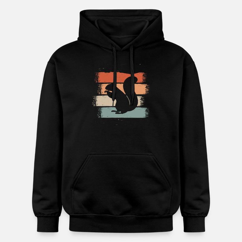 Écureuil Arbre Écureuil Rétro - Sweat à capuche Softstyle® Gildan Unisexe - noir