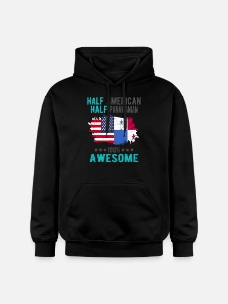 Half American Half Panamania - Gildan Unisex Softstyle® Midweight Hoodie - black