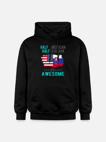 Half American Half Slovak - Gildan Unisex Softstyle® Midweight Hoodie - black