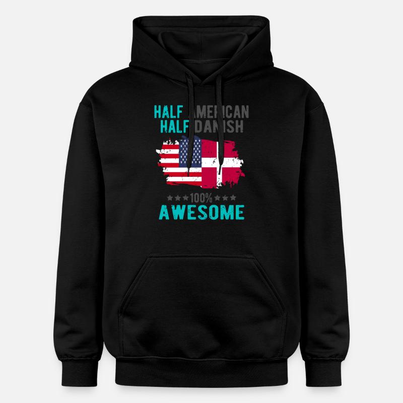 Half American, half Dane - Gildan Unisex Softstyle® Midweight Hoodie - black