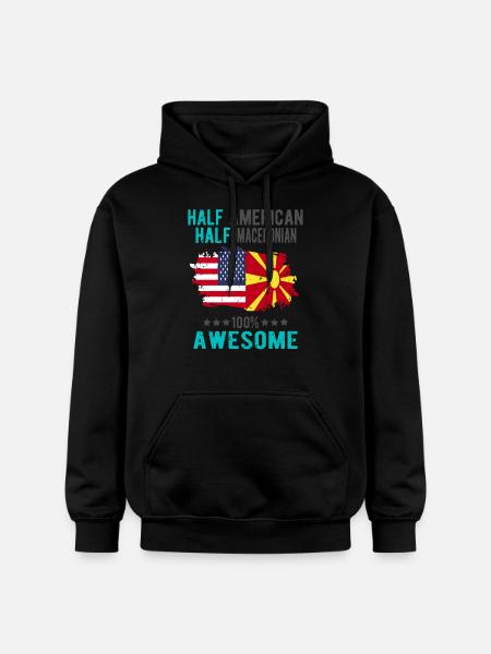 Half American Half Macedonian - Gildan Unisex Softstyle® Midweight Hoodie - black