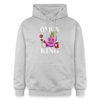 Onion King - Gildan Unisex Softstyle® Midweight Hoodie - Hellgrau meliert - Vorne - Liana (172cm) & Jaron (178cm)