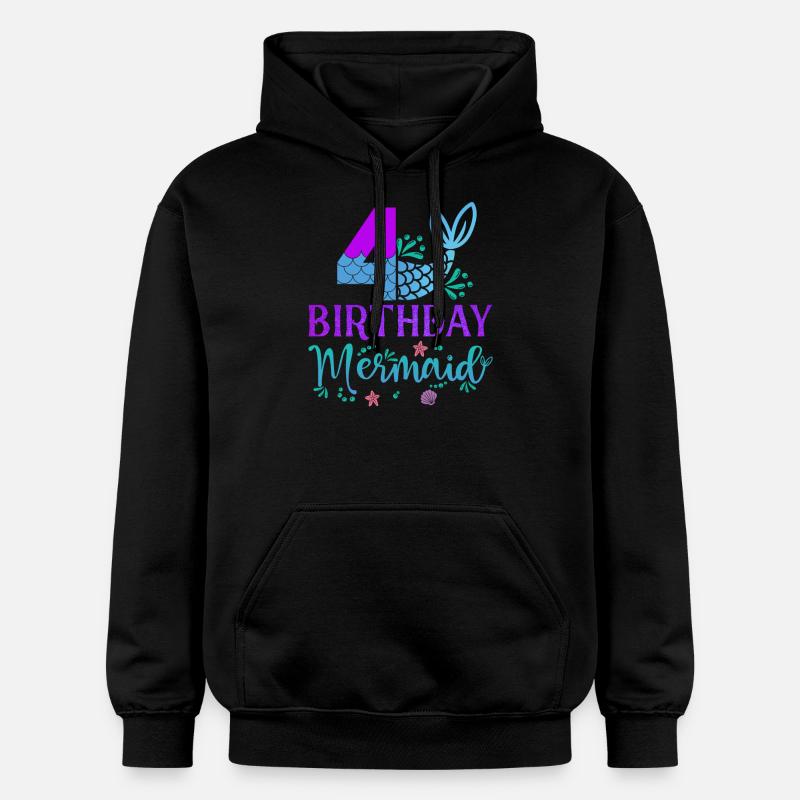 4ème anniversaire Sirène - Sweat à capuche Softstyle® Gildan Unisexe - noir