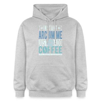 Buchalter coffee saying - Gildan Unisex Softstyle® Midweight Hoodie - light heather grey - Front - Liana (172cm) & Jaron (178cm)