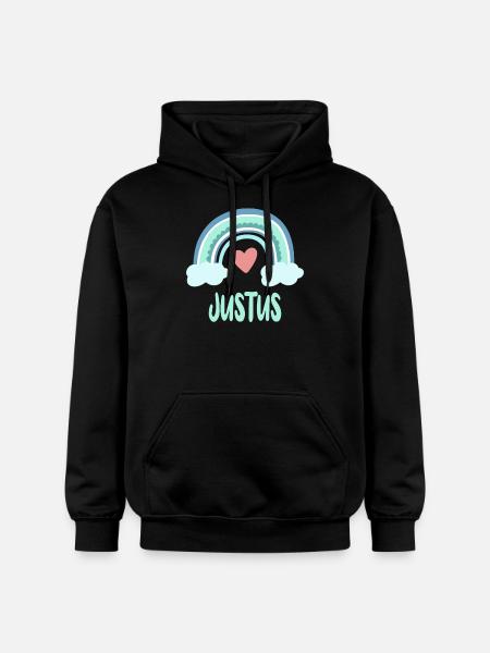 Justus Nome Rainbow Baby - Felpa con cappuccio unisex Softstyle® Gildan con grammatura media - nero