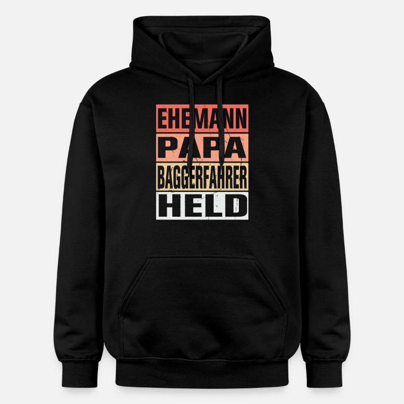 Baggerfahrer Vater Ehemann Held - Gildan Unisex Softstyle® Midweight Hoodie - Schwarz