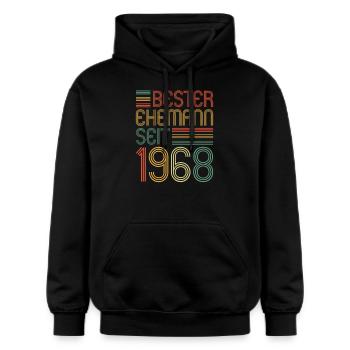 55. Hochzeitstag Bester Ehemann seit 1968 - Gildan Unisex Softstyle® Midweight Hoodie - Schwarz - Vorne - Marisol (170cm) & Nik (191cm)