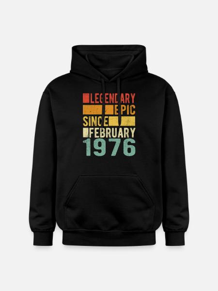 Birthday February 1976 Legendary epic - Gildan Unisex Softstyle® Midweight Hoodie - black