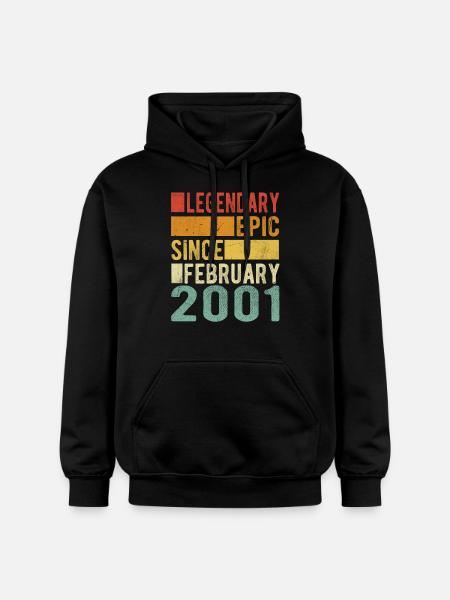 Birthday February 2001 Legendary Epic - Gildan Unisex Softstyle® Midweight Hoodie - black