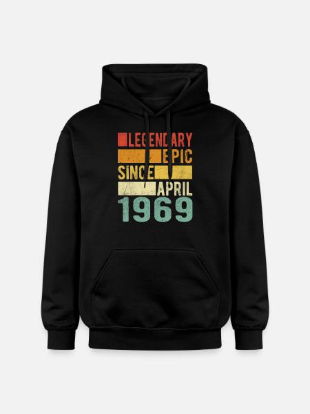 Birthday April 1969 Legendary epic - Gildan Unisex Softstyle® Midweight Hoodie - black