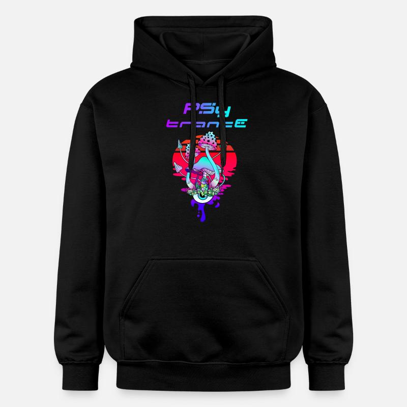 Psytrance Psychedelic Pilz Sunset - Gildan Unisex Softstyle® Midweight Hoodie - Schwarz