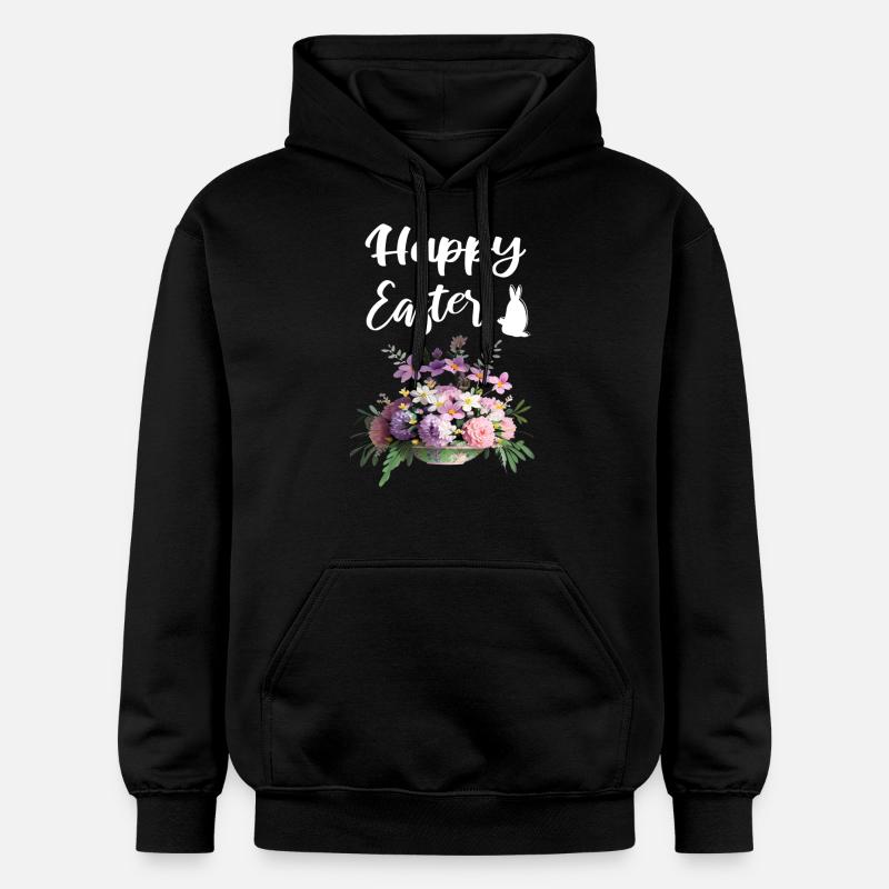 Joyeuses Fleurs de Pâques Bouquet - Sweat à capuche Softstyle® Gildan Unisexe - noir