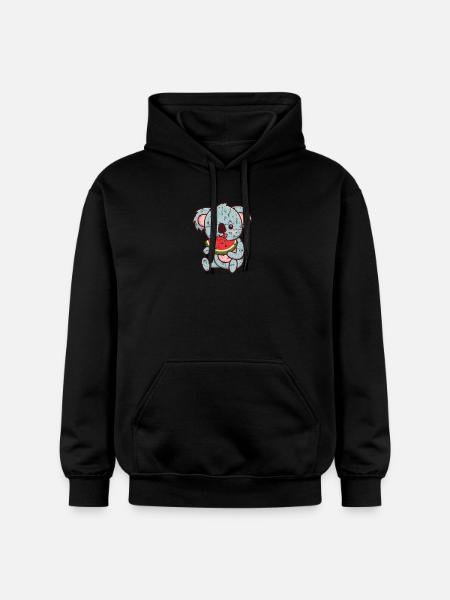 Kawaii koala eats watermelon - Gildan Unisex Softstyle® Midweight Hoodie - black