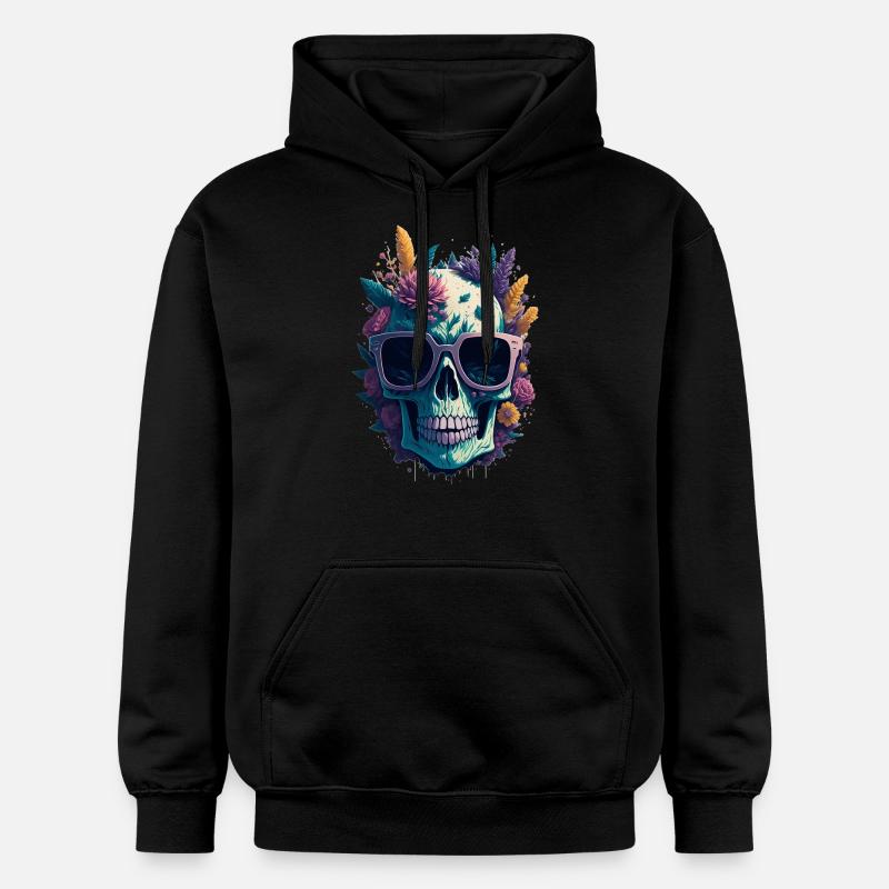 Tatouage de fleur de crâne - Sweat à capuche Softstyle® Gildan Unisexe - noir