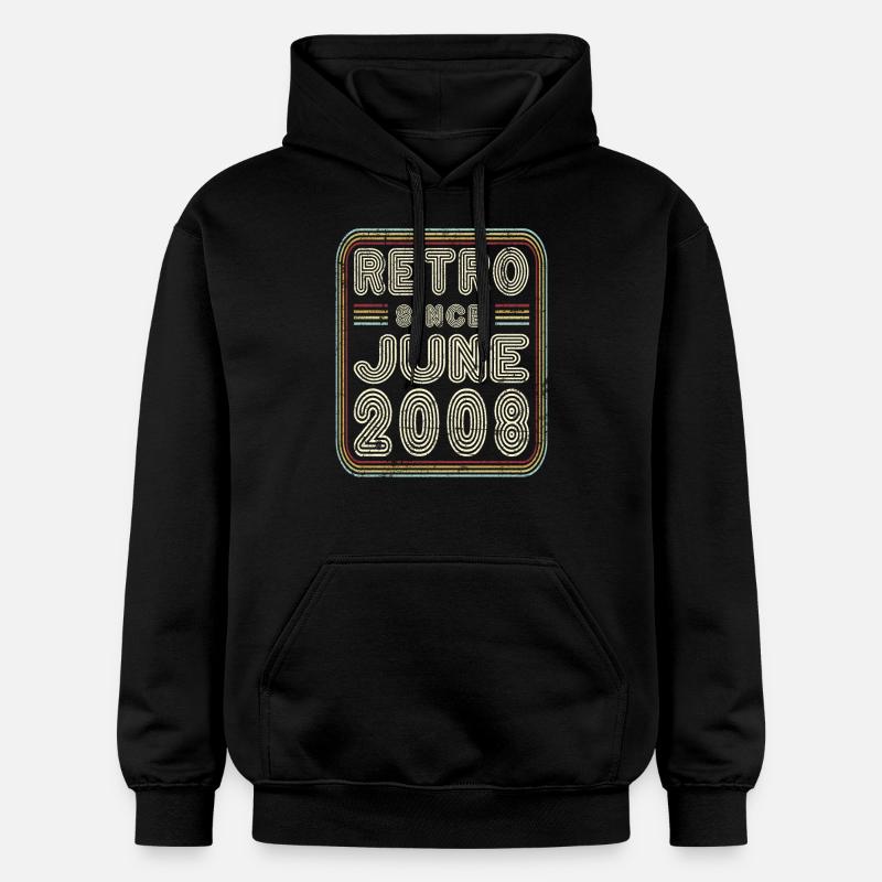 Anniversaire Juin 2008 Cadeau rétro - Sweat à capuche Softstyle® Gildan Unisexe - noir