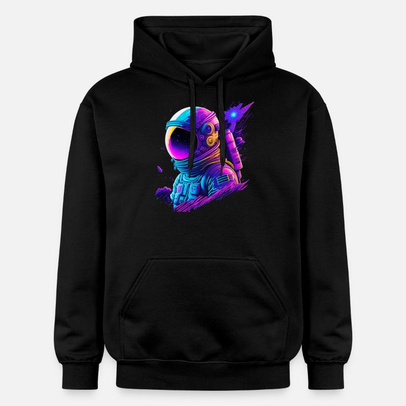 Synthwave Astronaut Space Explorer - Gildan Unisex Softstyle® Midweight Hoodie - Schwarz