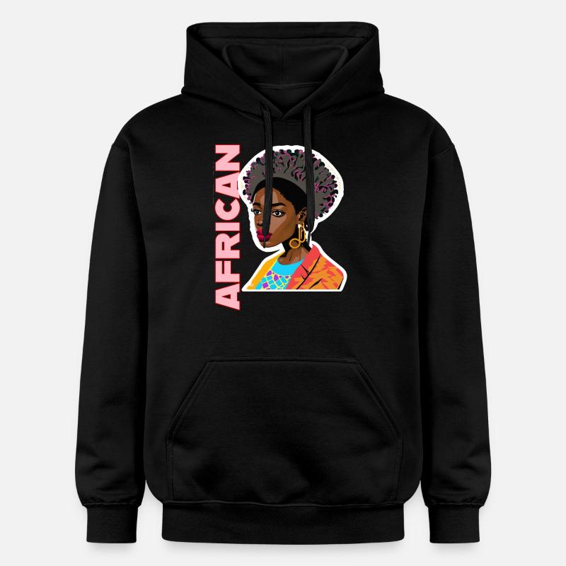 Dame noire avec lettrage africain - Sweat à capuche Softstyle® Gildan Unisexe - noir