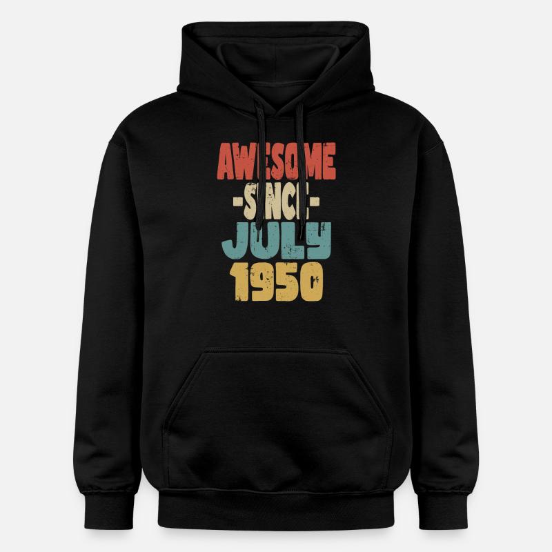 1950 Juillet Anniversaire Rétro - Sweat à capuche Softstyle® Gildan Unisexe - noir