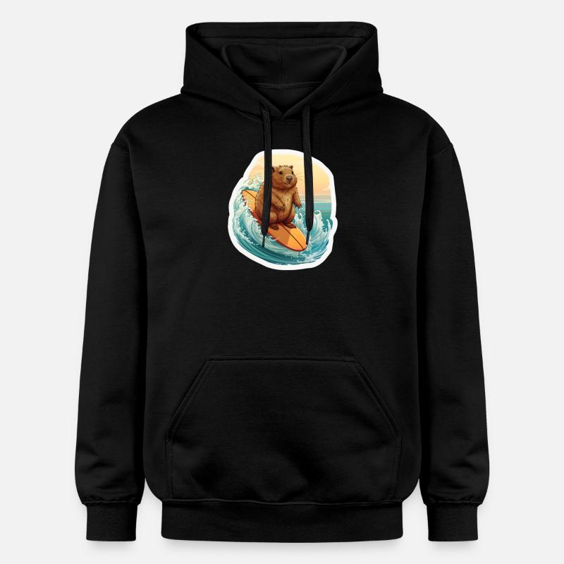 Capybara Surfeur - Sweat à capuche Softstyle® Gildan Unisexe - noir
