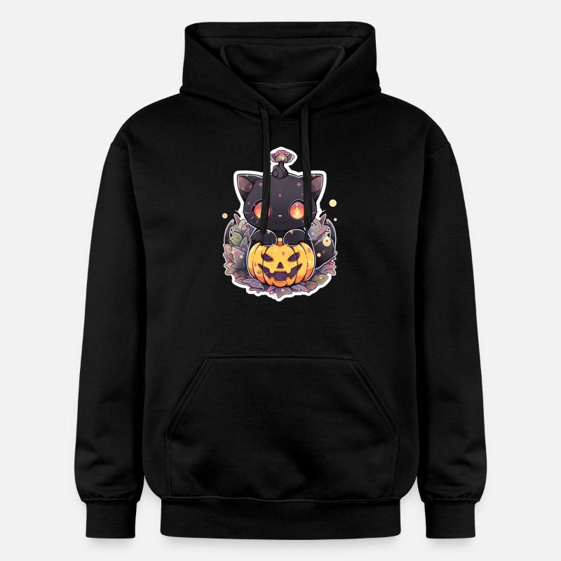 Black Cat Anime Halloween - Sweat à capuche Softstyle® Gildan Unisexe - noir