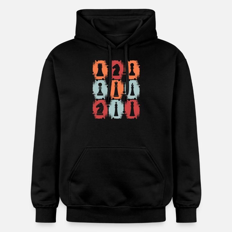Pièces d’échecs Rétro - Sweat à capuche Softstyle® Gildan Unisexe - noir