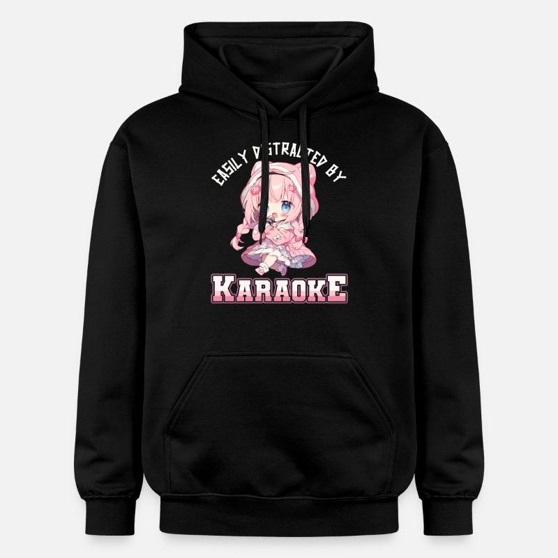 Easily distracted by Karaoke - Gildan Unisex Softstyle® Midweight Hoodie - Schwarz