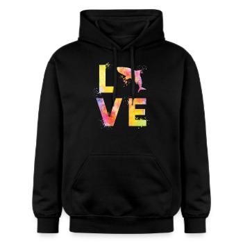 Shark love - Gildan Unisex Softstyle® Midweight Hoodie - black - Front - Marisol (170cm) & Nik (191cm)