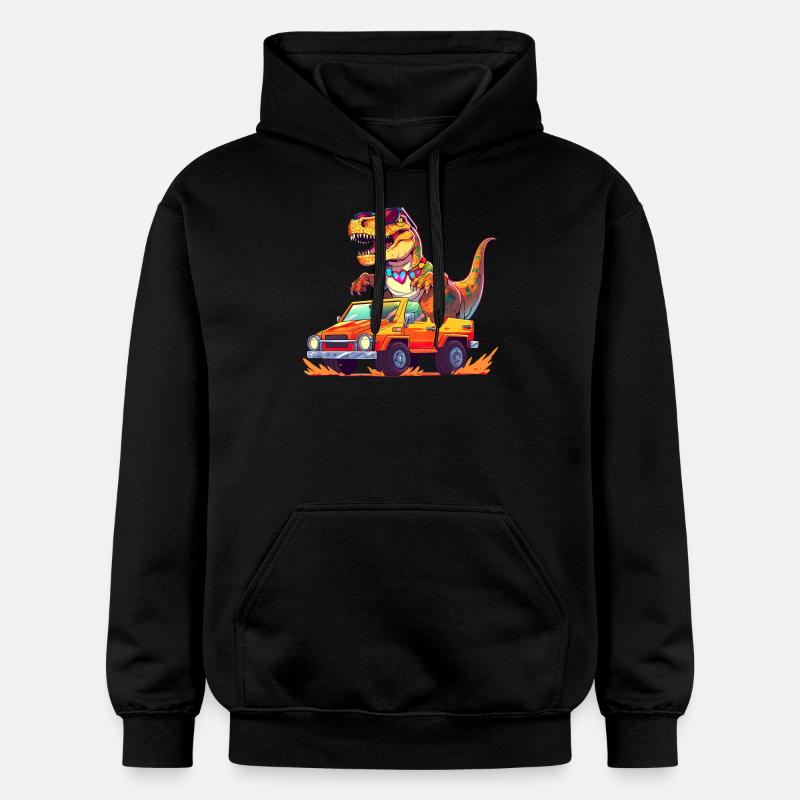 T-Rex conduit un camion monstre - Sweat à capuche Softstyle® Gildan Unisexe - noir
