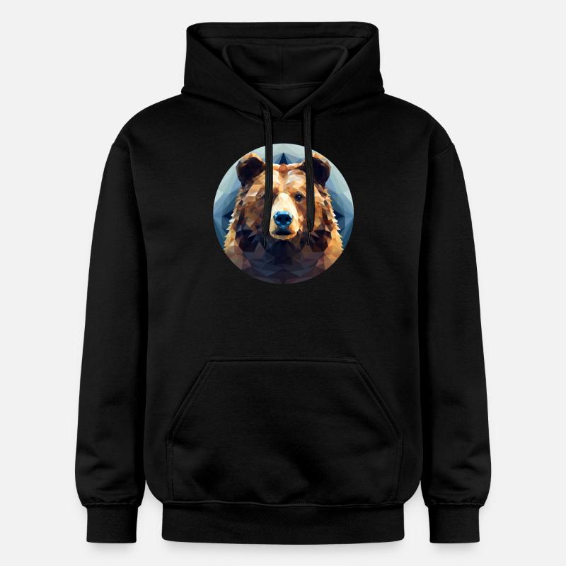 Bear in Polygon Geometry - Gildan Unisex Softstyle® Midweight Hoodie - black