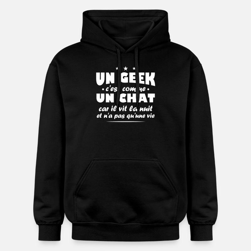Geek et chat - Sweat à capuche Softstyle® Gildan Unisexe - noir