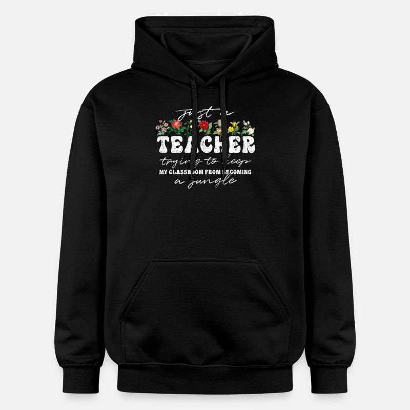 Enseignant Funny Flower Classroom Jungle - Sweat à capuche Softstyle® Gildan Unisexe - noir