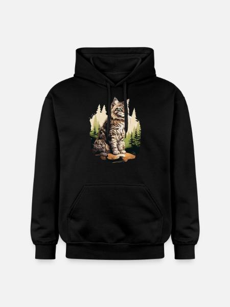 Norwegian Forest Cat - Gildan Unisex Softstyle® Midweight Hoodie - black