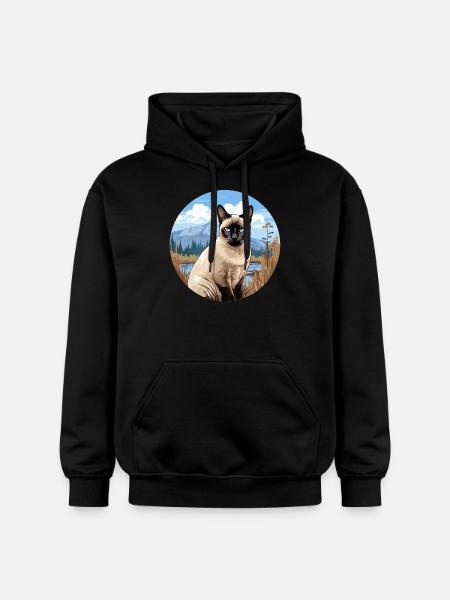 Siamese Cat Siamkatze - Gildan Unisex Softstyle® Midweight Hoodie - black