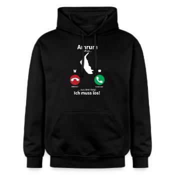 Amrum ruft an... - Gildan Unisex Softstyle® Midweight Hoodie - Schwarz - Vorne - Marisol (170cm) & Nik (191cm)