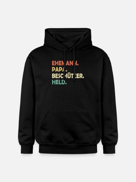 Ehemann Papa Beschützer Held - Gildan Unisex Softstyle® Midweight Hoodie - Schwarz