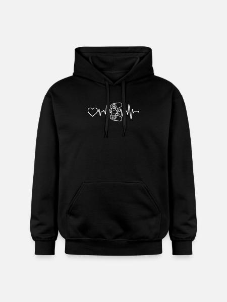 Heartbeat Gamer Gamer - Gildan Unisex Softstyle® Midweight Hoodie - black