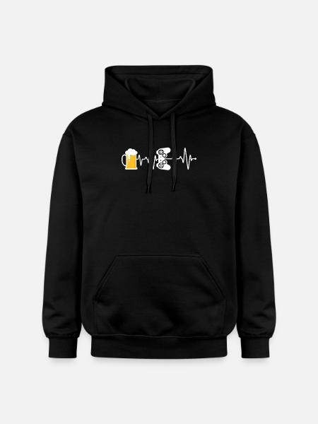 Gamer Beer Heartbeat - Gildan Unisex Softstyle® Midweight Hoodie - black
