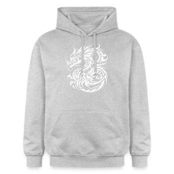 Dragon Tribal Tattoo Künstlerische Design-Inspiration - Gildan Unisex Softstyle® Midweight Hoodie - Hellgrau meliert - Vorne - Liana (172cm) & Jaron (178cm)