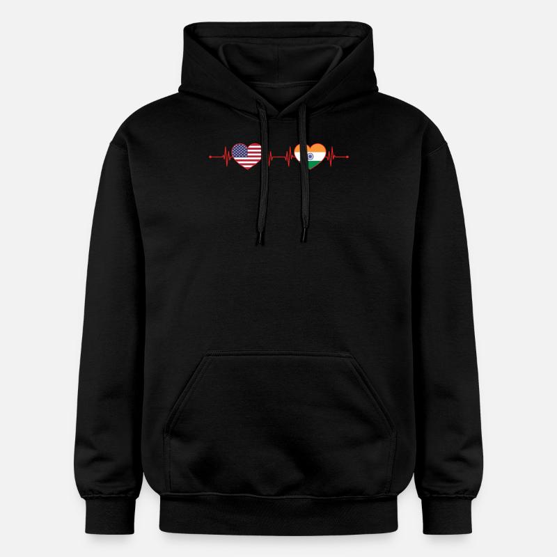 États-Unis Inde Heartbeat Indien d’Amérique - Sweat à capuche Softstyle® Gildan Unisexe - noir