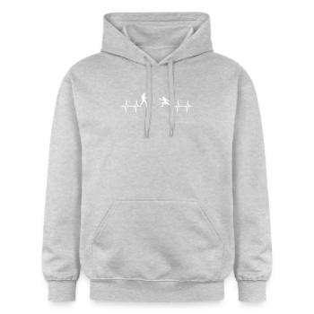 Herzschlag-Fechter - Gildan Unisex Softstyle® Midweight Hoodie - Hellgrau meliert - Vorne - Liana (172cm) & Jaron (178cm)