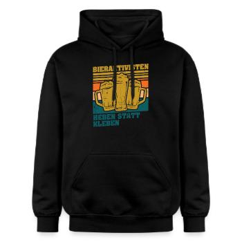 Bieraktivisten Heben statt Kleben - Gildan Unisex Softstyle® Midweight Hoodie - Schwarz - Vorne - Marisol (170cm) & Nik (191cm)