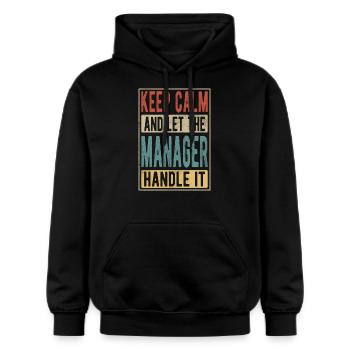 Manager Retro Cadeau - Sweat à capuche Softstyle® Gildan Unisexe - noir - Devant - Marisol (170cm) & Nik (191cm)