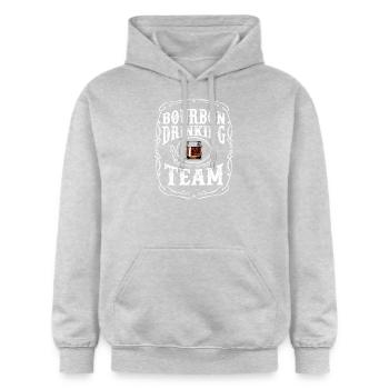 Bourbon Drinking Team Whisky Boisson alcoolisée - Sweat à capuche Softstyle® Gildan Unisexe - gris clair chiné - Devant - Liana (172cm) & Jaron (178cm)