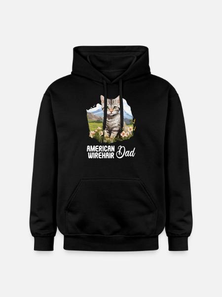 Cat Cats American Wirehair - Gildan Unisex Softstyle® Midweight Hoodie - black