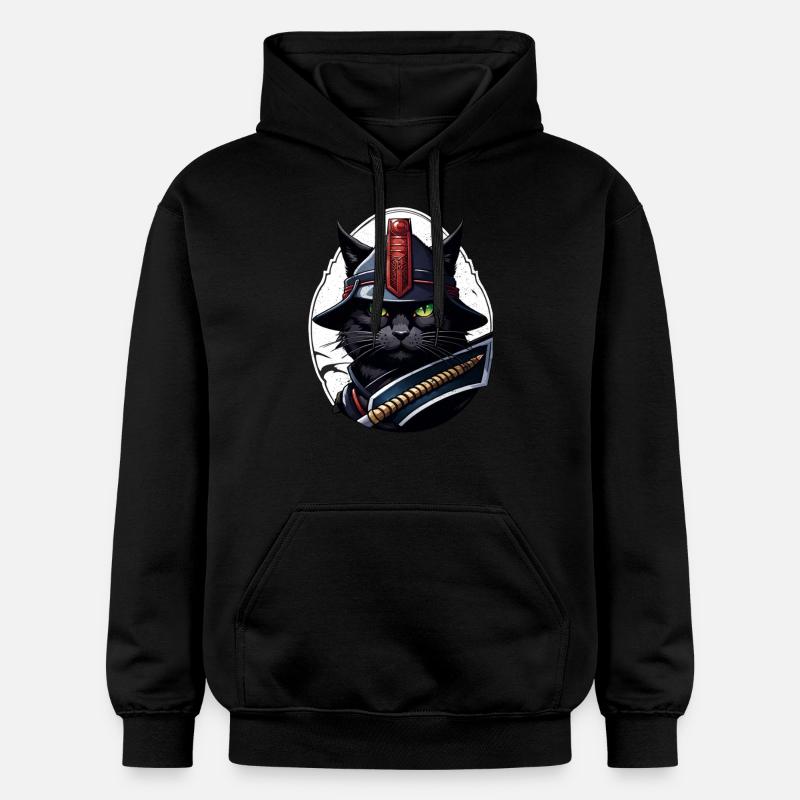 chat ninja - chaton samourai - Sweat à capuche Softstyle® Gildan Unisexe - noir