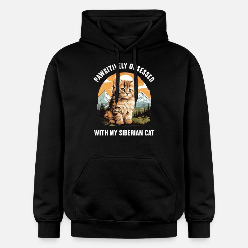 Chat Sibérien Sibirische Katze - Sweat à capuche Softstyle® Gildan Unisexe - noir