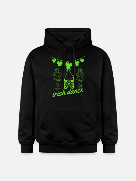 Irish Dance Shoes Dancers and Shamrock - Gildan Unisex Softstyle® Midweight Hoodie - black